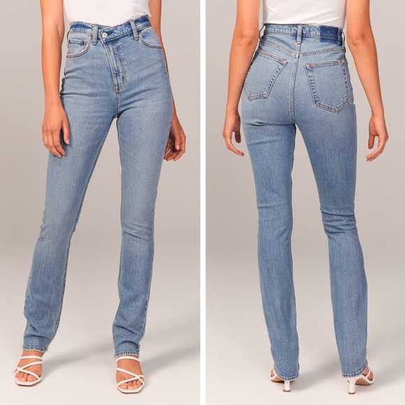 Abercrombie - Ultra High Rise 90s Slim Straight Jean - Criss-Cross Waistband - Picture 2 of 11